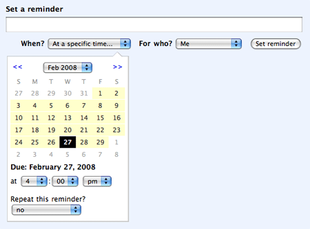 New reminder calendar picker