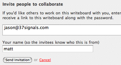 Then I invite Jason to collaborate on the writeboard.